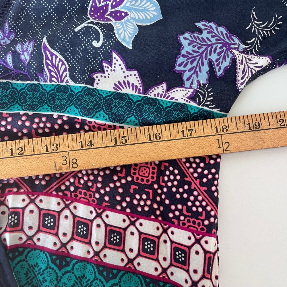 Jaase Boho Batik Style Print Tiered Maxi Dress in Navy and Lavender - Size S - Picture 7 of 12